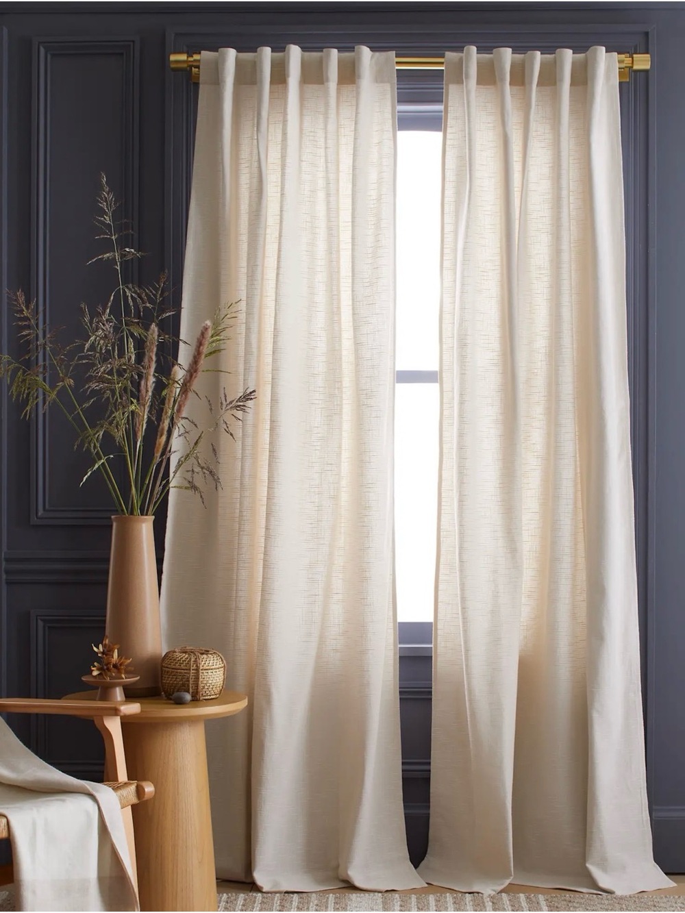 Quince Cotton Slub Curtain Panel in Natural 48x108”